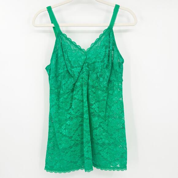 Torrid Womens Y2K Coquette V-Neck Floral‎ Lace Camisole Cami Top Size 2X Green - Picture 1 of 7